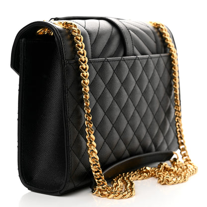 Saint Laurent Grain De Poudre Textured Mixed Matelasse Triquilt Medium Monogram Satchel Black 3 of 12