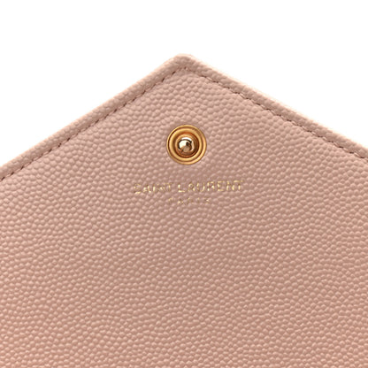 Saint Laurent Grain De Poudre Matelasse Chevron Monogram Chain Wallet Nude Powder 6 of 11