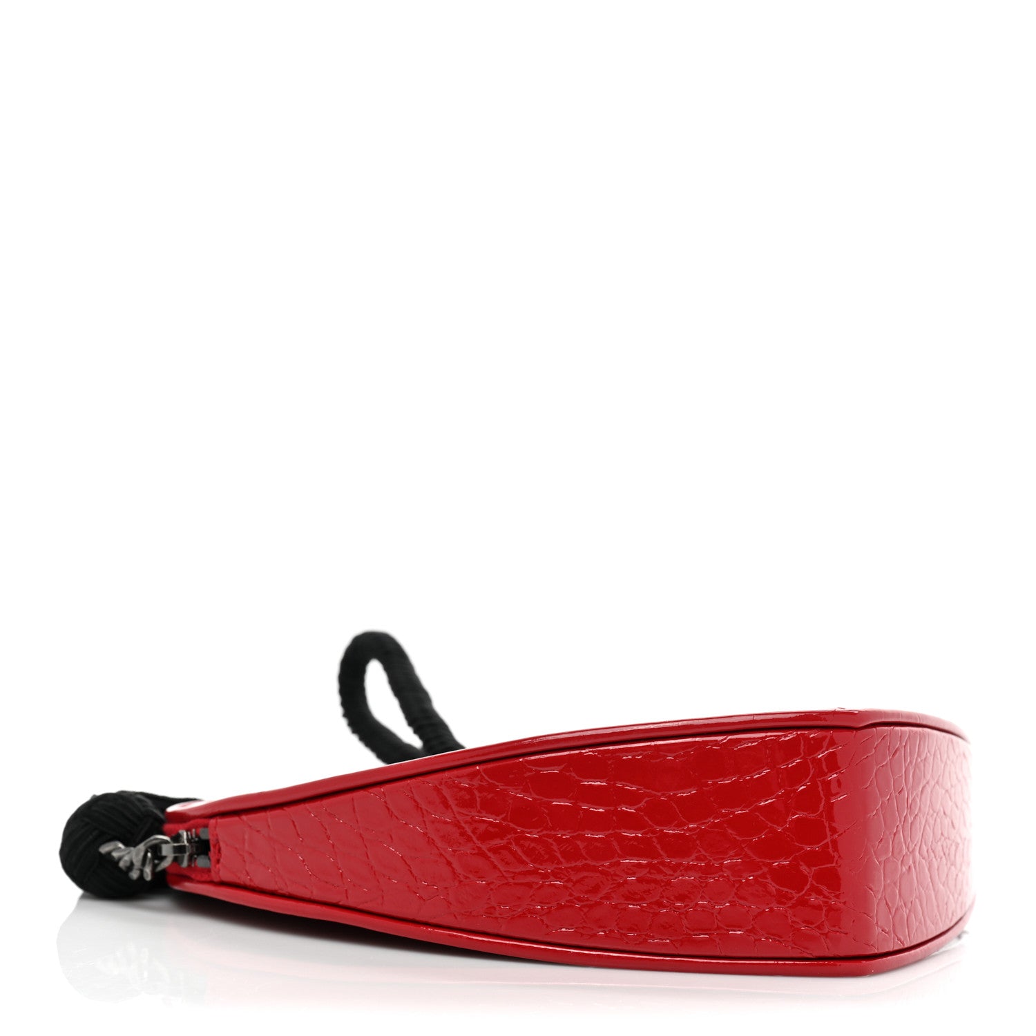 Saint Laurent Patent Crocodile Embossed Sac Coeur Heart Shaped Clutch Red 4 of 8