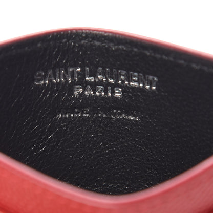 Saint Laurent Grain De Poudre Matelasse Chevron Monogram Credit Card Case Rouge Eros 6 of 12