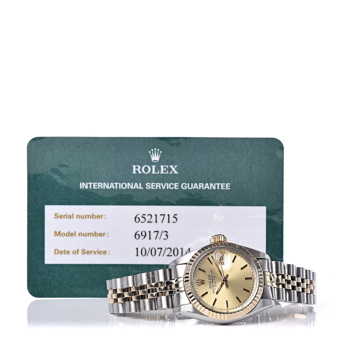 Stainless Steel 14K Yellow Gold 26mm Oyster Perpetual Date Watch Champagne 6917