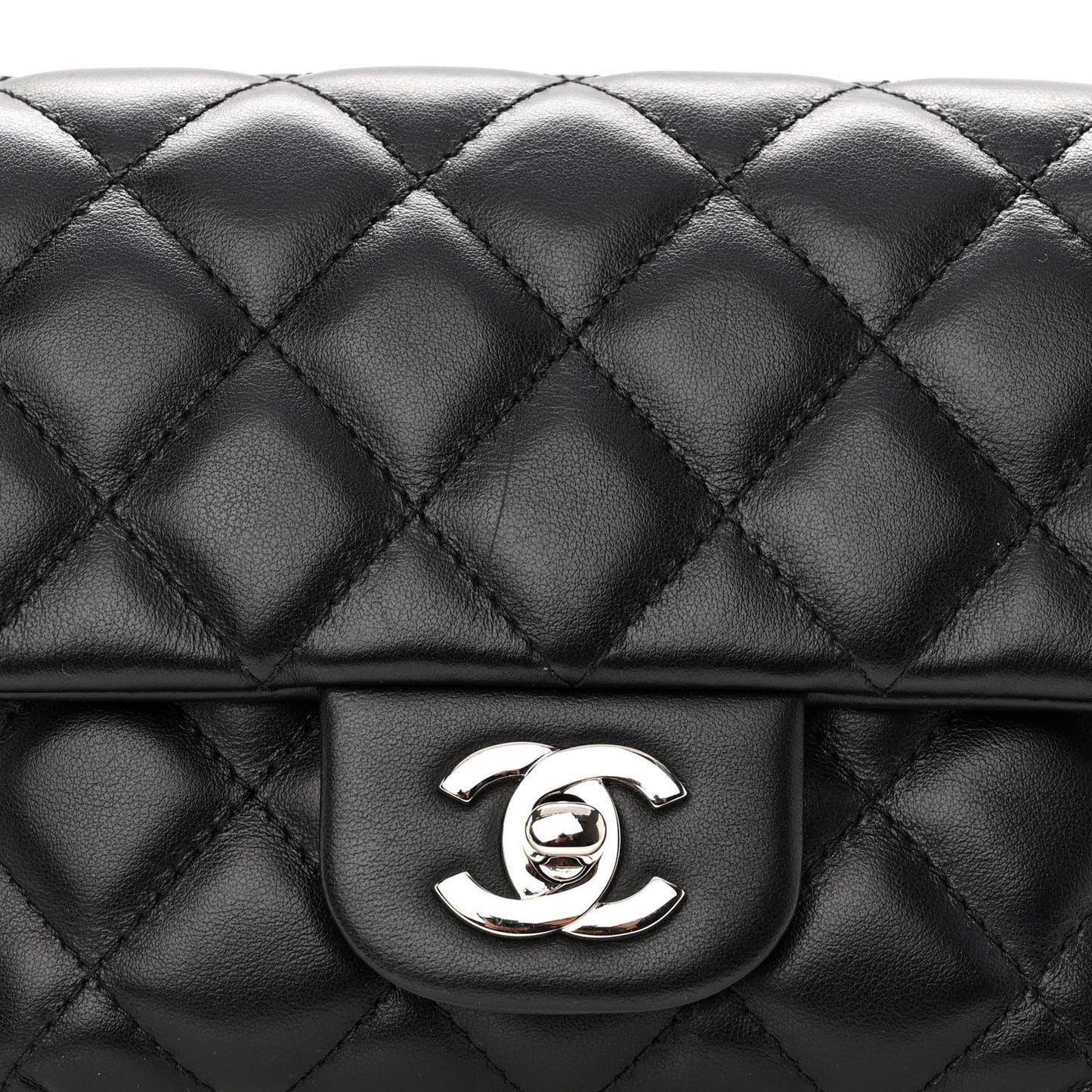 Calfskin Quilted CC Uniform Flap Belt Bag Black