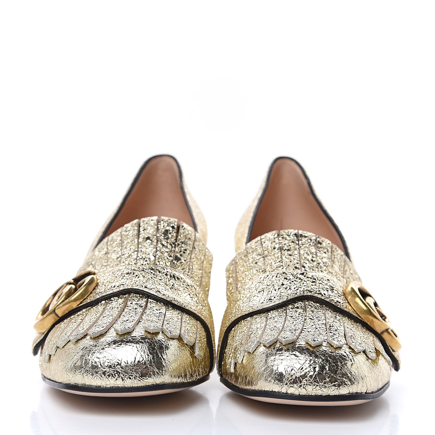 Gucci Galassia GG Marmont Fringe 50mm Loafer Pumps 36 Platino 2 of 10