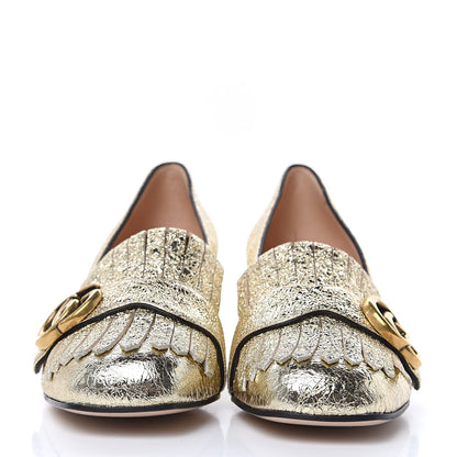 Gucci Galassia GG Marmont Fringe 50mm Loafer Pumps 36 Platino 2 of 10