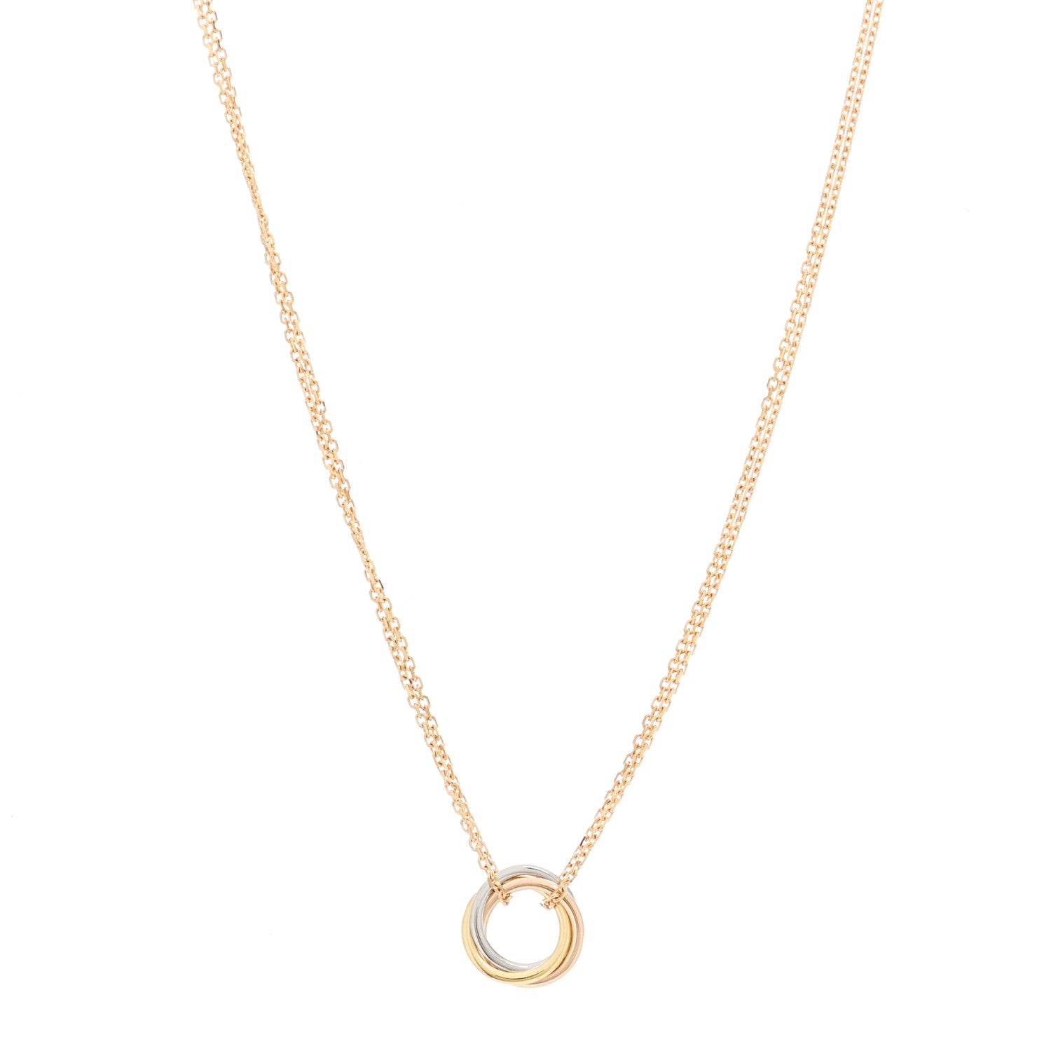 Cartier 18K Pink Yellow White Gold Trinity Double Chain Pendant Necklace 1 of 5