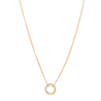 Cartier 18K Pink Yellow White Gold Trinity Double Chain Pendant Necklace 1 of 5