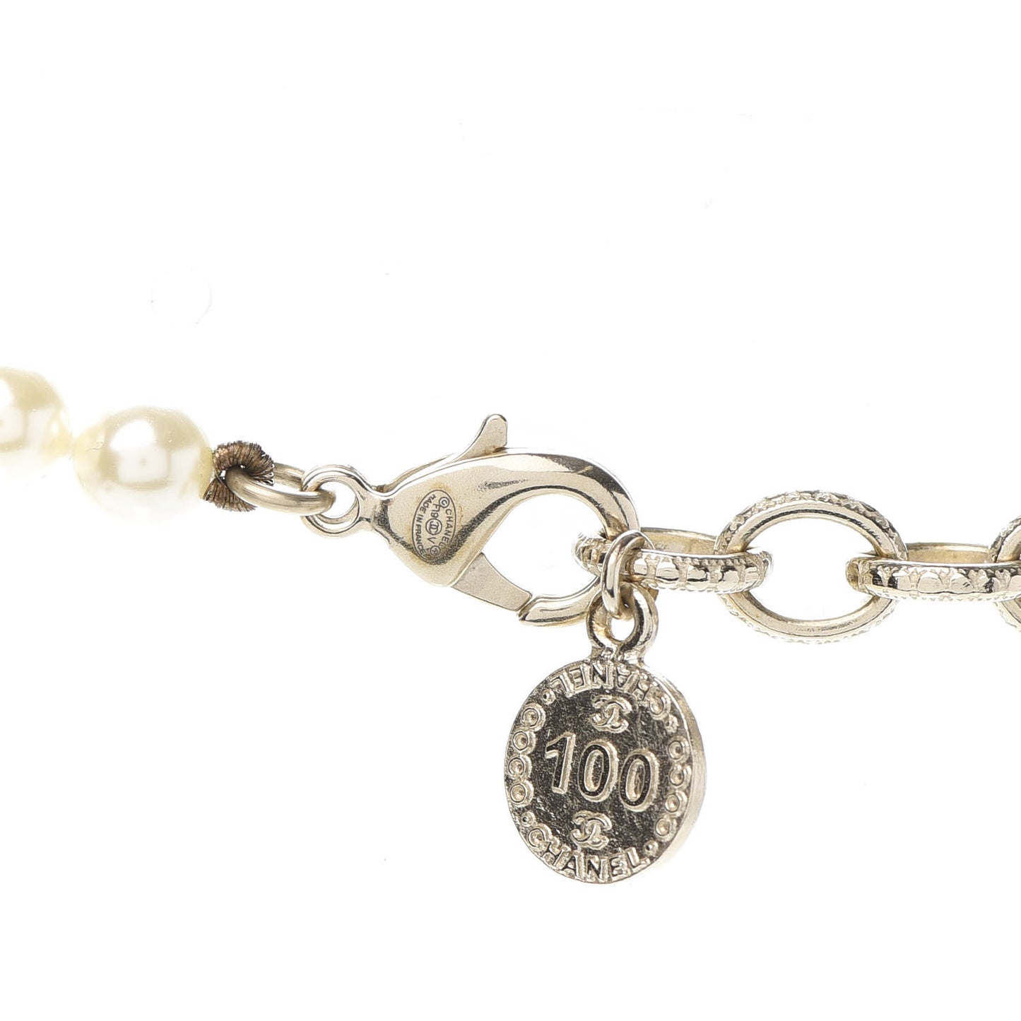 Pearl CC 100th Anniversary Necklace Light Gold