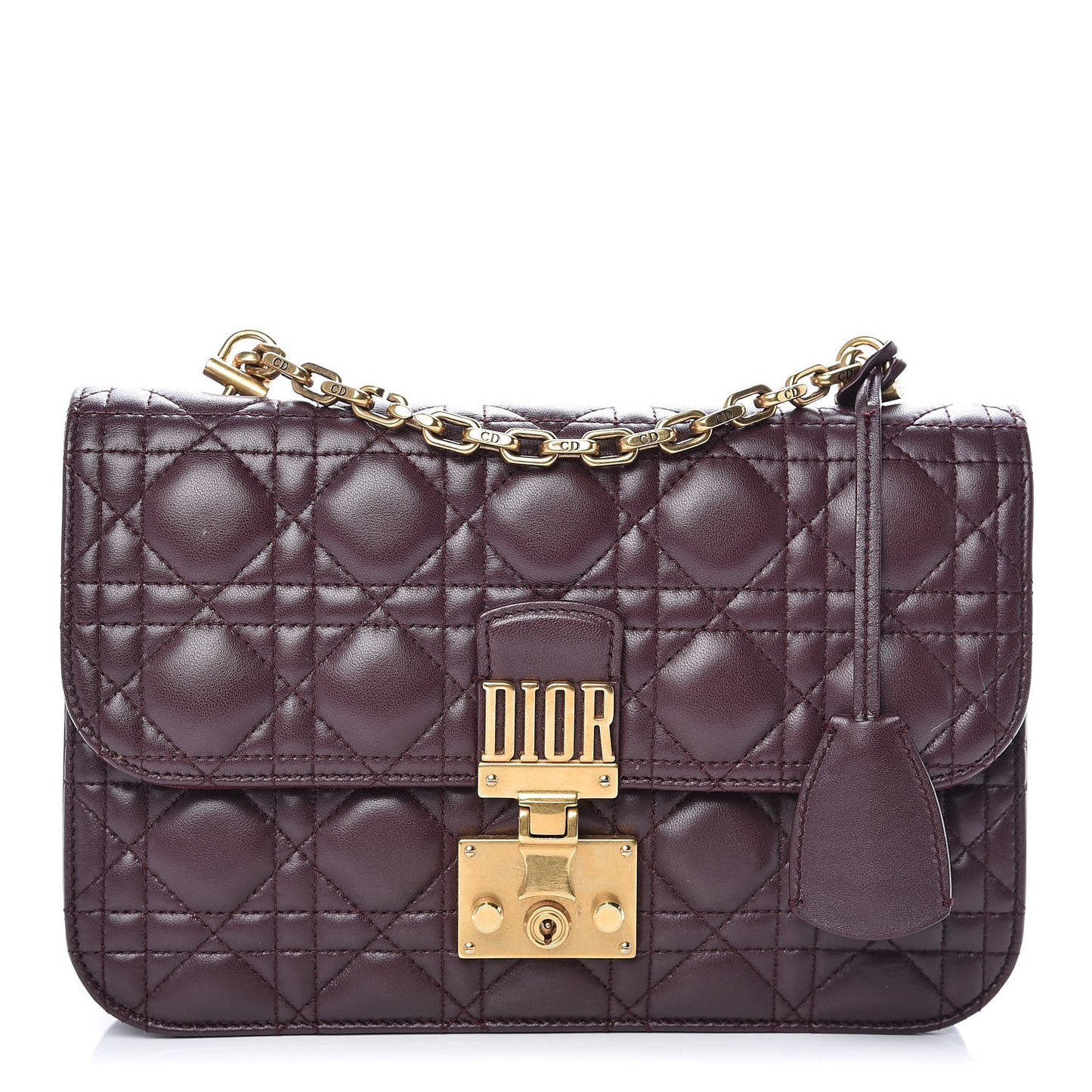 Lambskin Cannage Large Dioraddict Flap Bag Burgundy