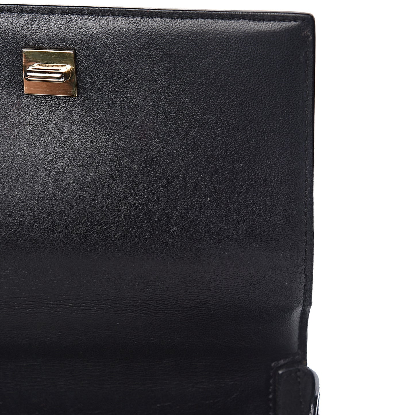 Textured Patent Calfskin Mini Pandora Box Crossbody Bag Black