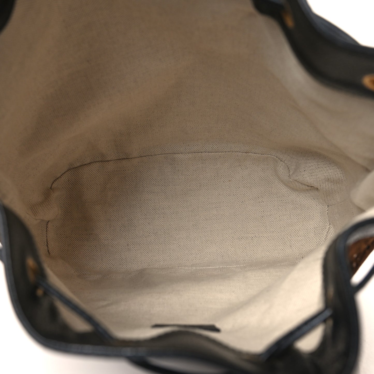 Velvet GG Monogram Textured Calfskin Web Bucket Bag Brown Black