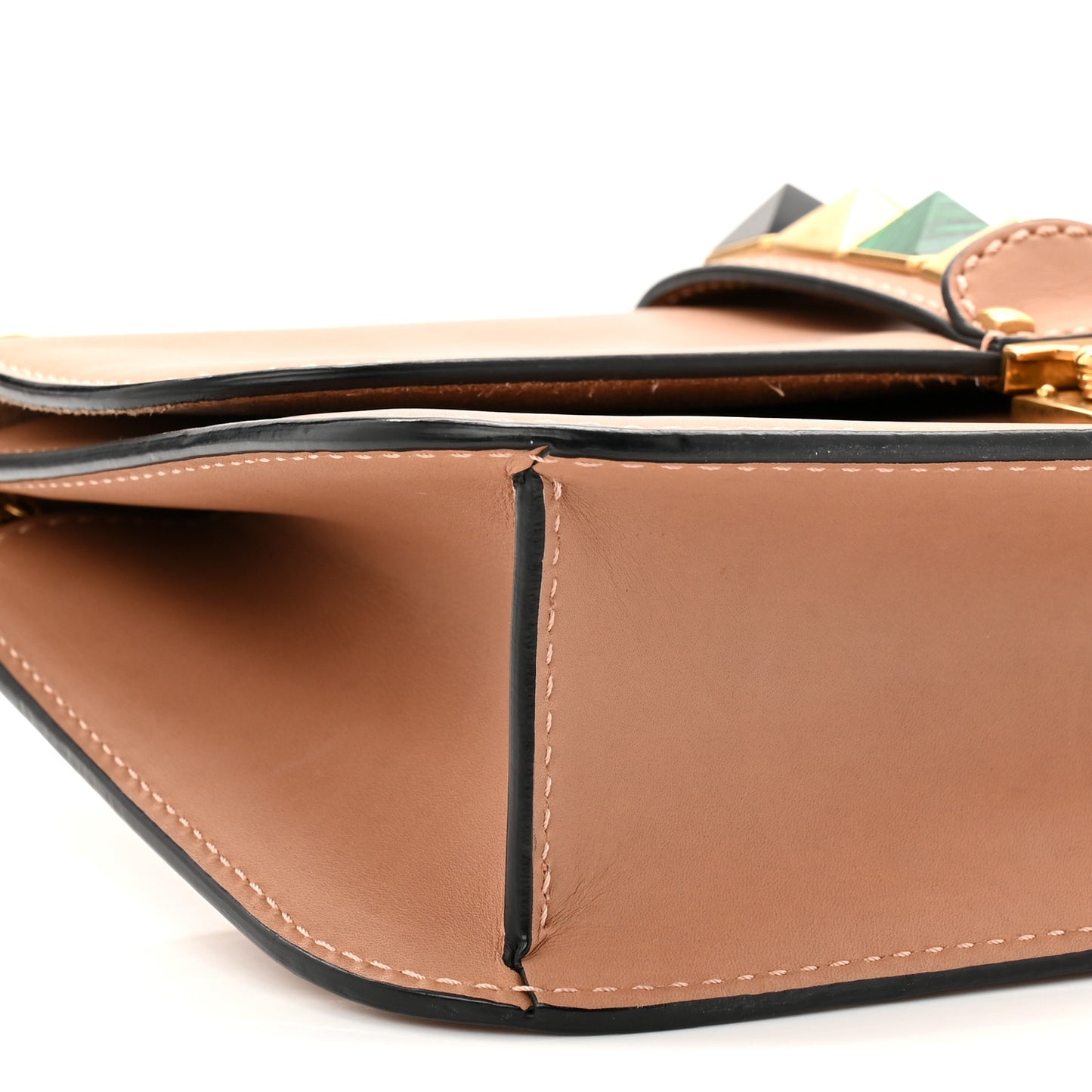 Vitello Medium Glam Lock Rockstud Rolling Flap Poudre
