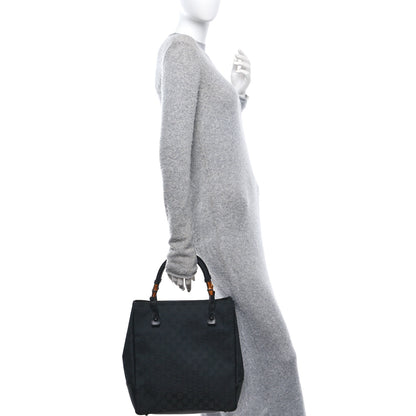 Gucci Monogram Bamboo Handle Bag Black 2 of 10