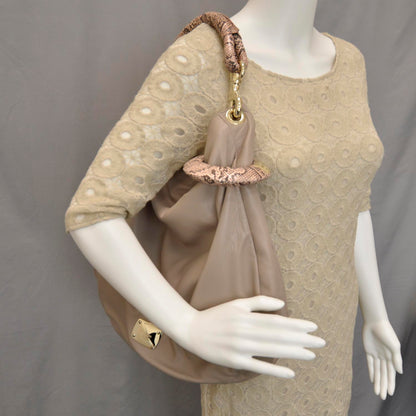Jimmy Choo Leather Snake Trim Sky Hobo 2 of 8