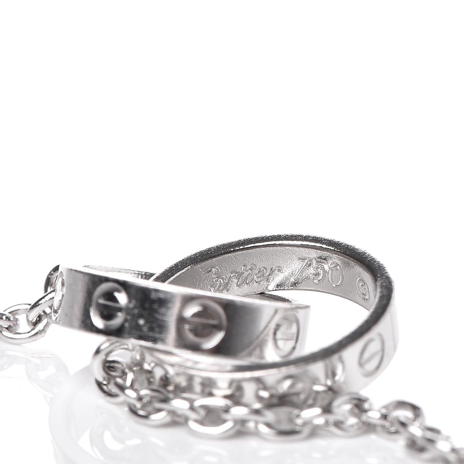Cartier 18K White Gold Interlocking LOVE Necklace 5 of 6