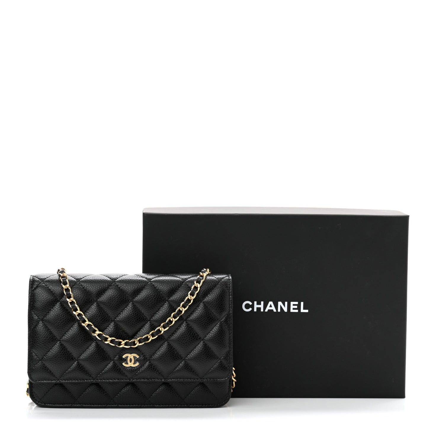 Caviar Quilted Wallet On Chain WOC Black