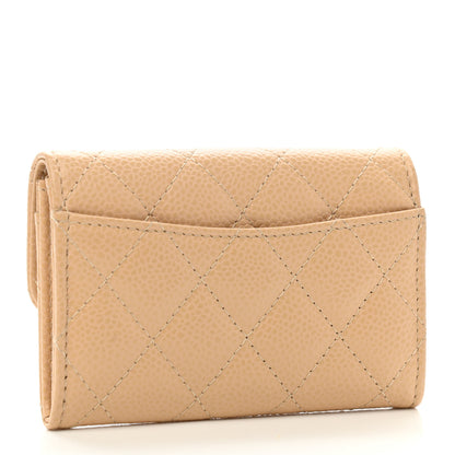 Chanel Caviar Quilted Flap Card Holder Wallet Beige 3 of 9
