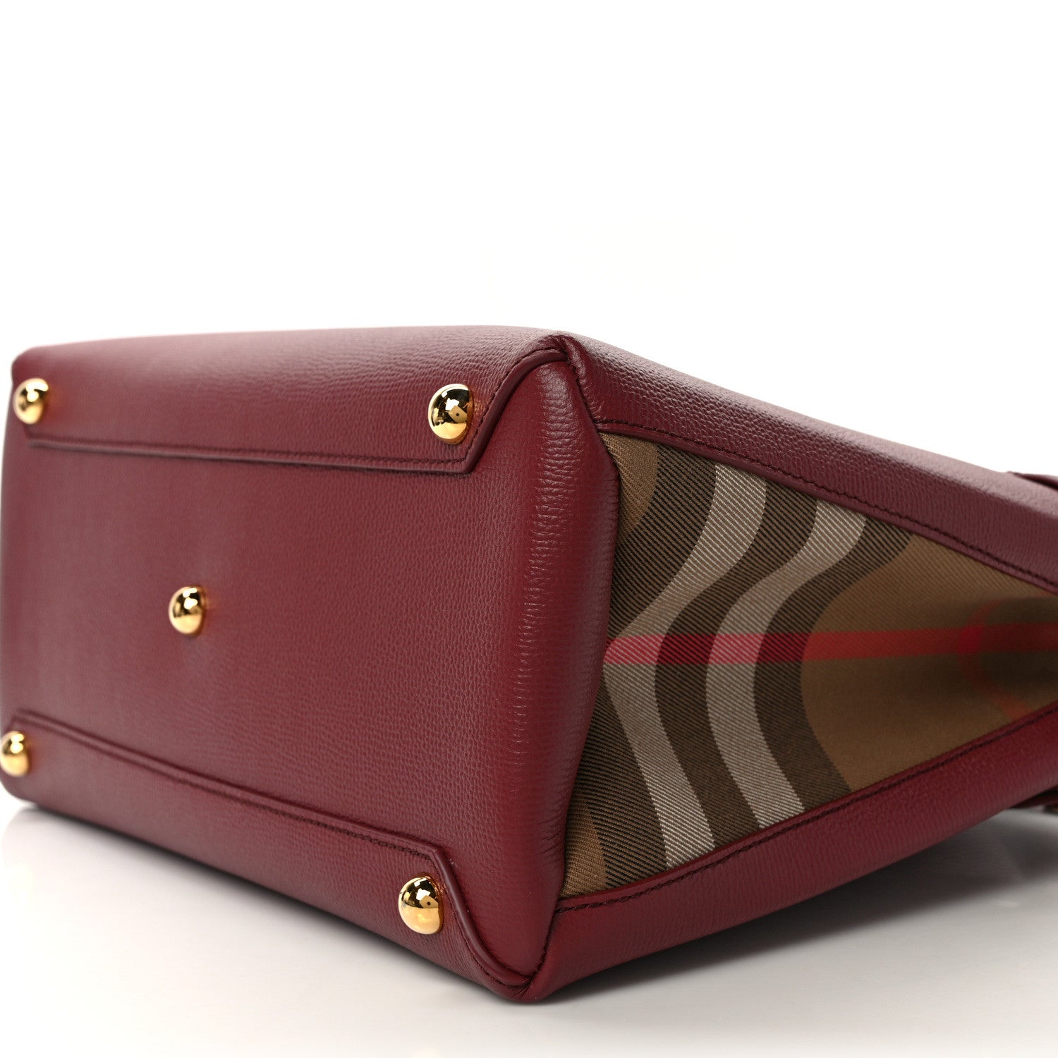Burberry Grainy Calfskin House Check Medium Banner Tote Mahogany Red 11 of 11