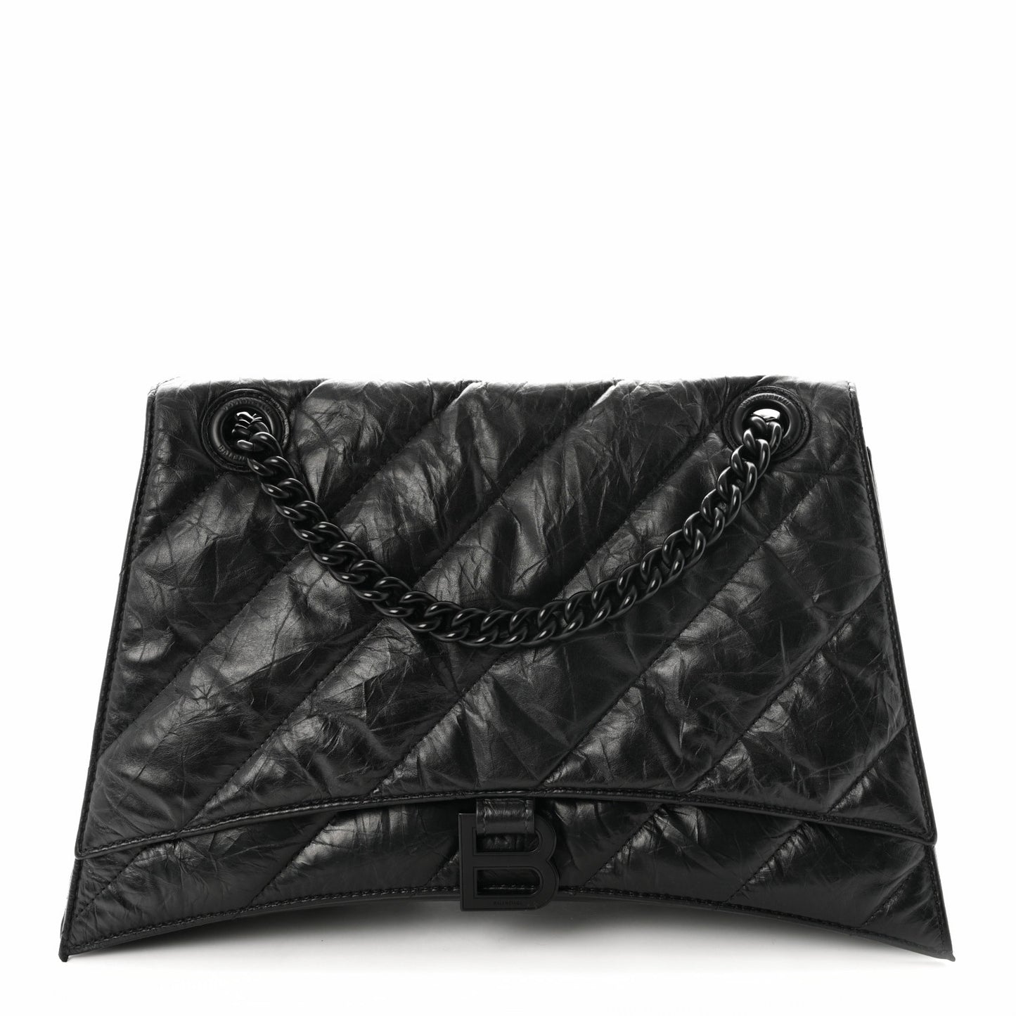 Crushed Calfskin Quilted Matte Black Hardware Medium Crush Chain Bag Black