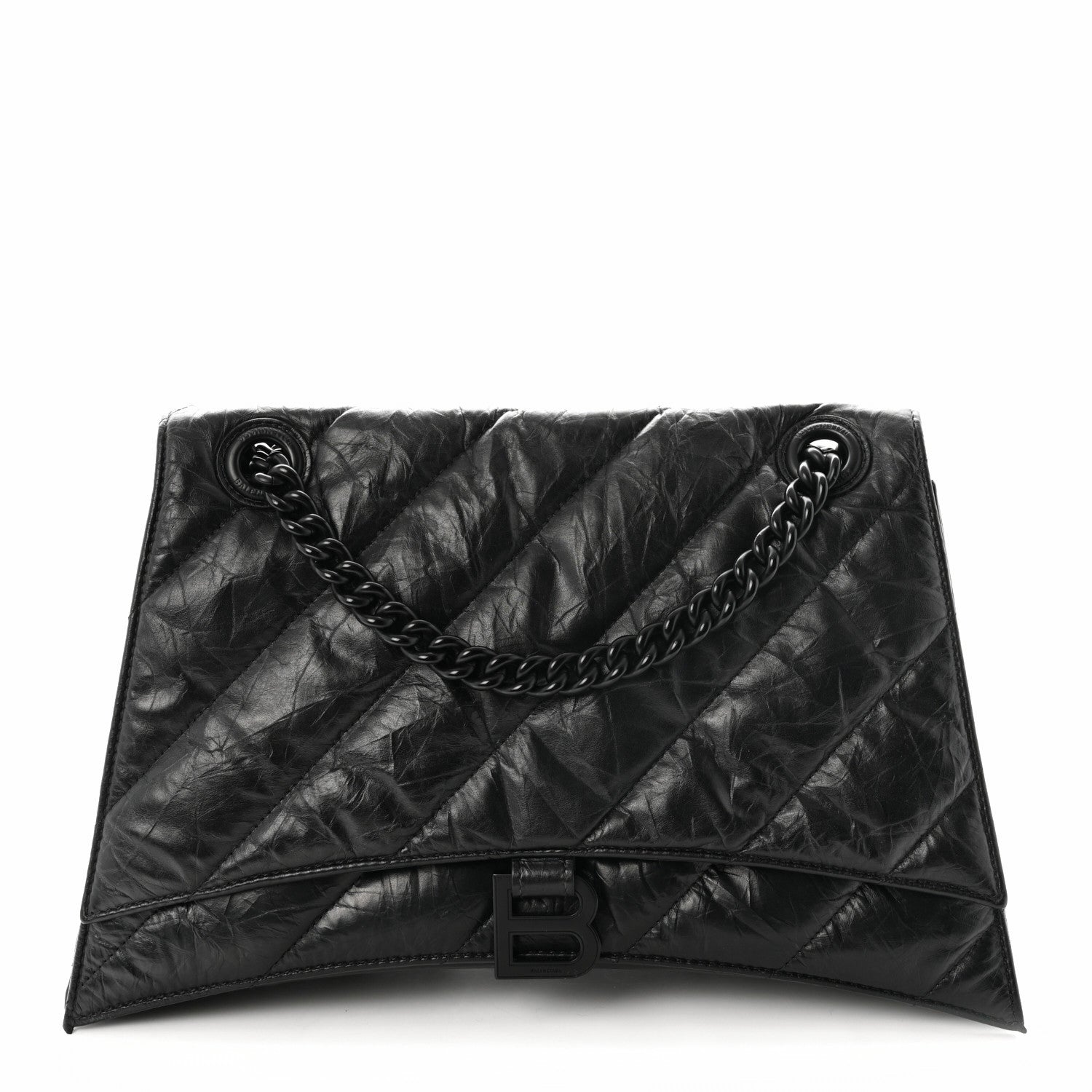 Balenciaga Crushed Calfskin Quilted Matte Black Hardware Medium Crush Chain Bag Black 1 of 9
