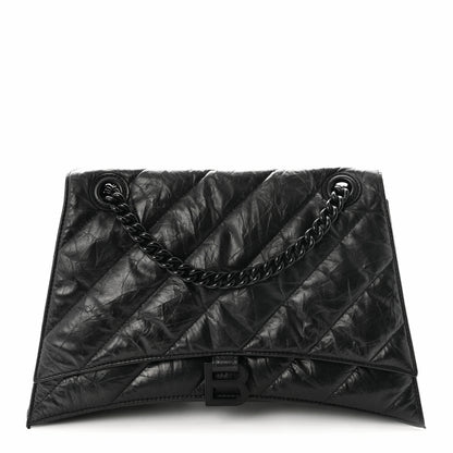 Balenciaga Crushed Calfskin Quilted Matte Black Hardware Medium Crush Chain Bag Black 1 of 9