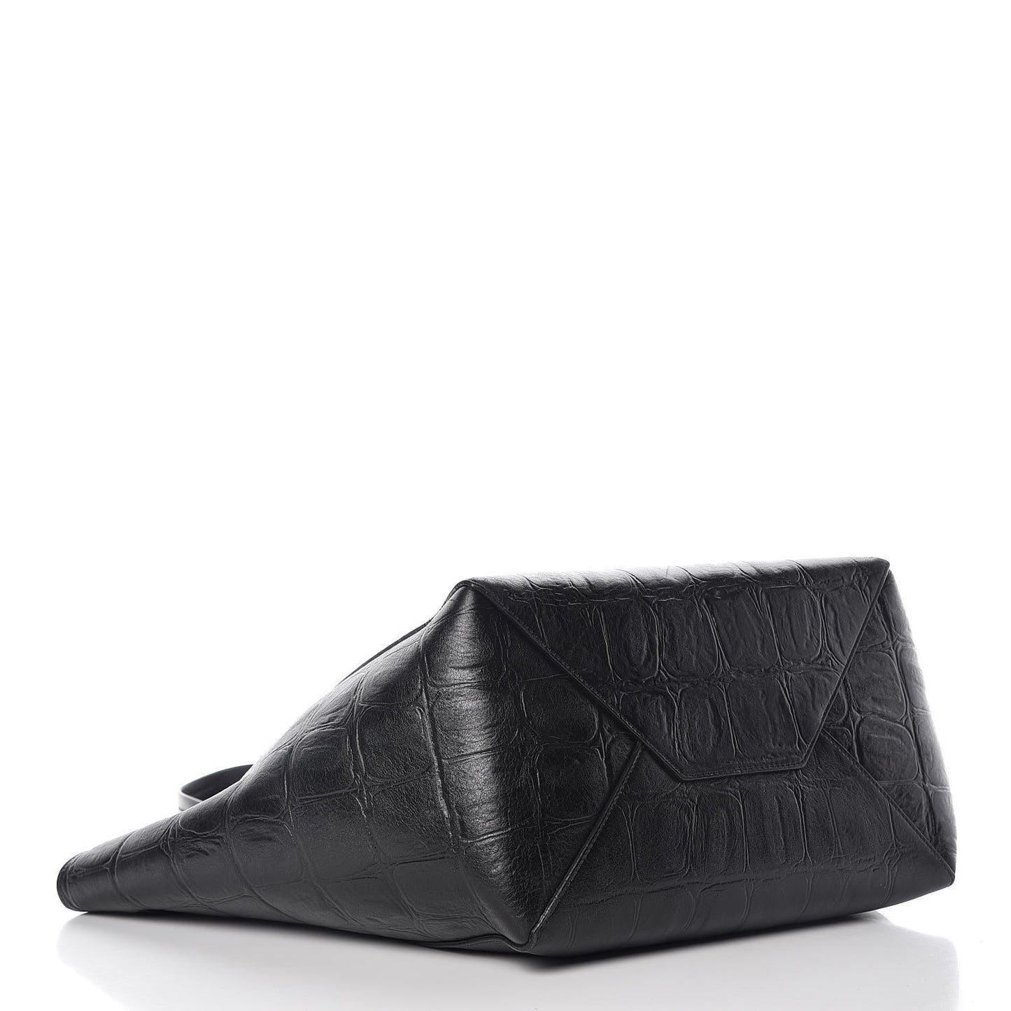Crocodile Embossed Calfskin Small Belt Cabas Phantom Black