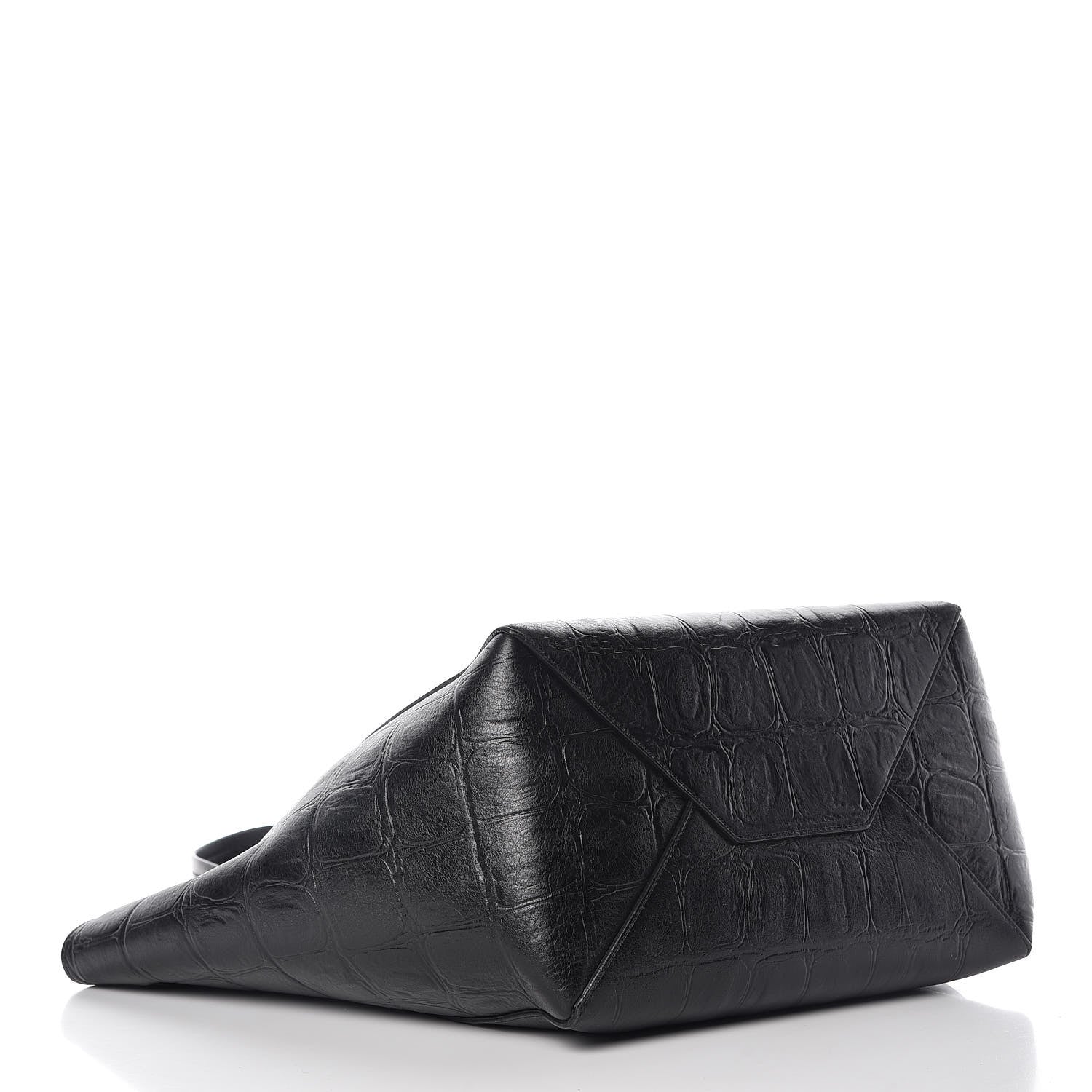 Celine Crocodile Embossed Calfskin Small Belt Cabas Phantom Black 4 of 12