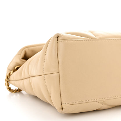 Saint Laurent Lambskin Quilted Small Loulou Puffer Monogram Chain Satchel Dark Beige 9 of 10