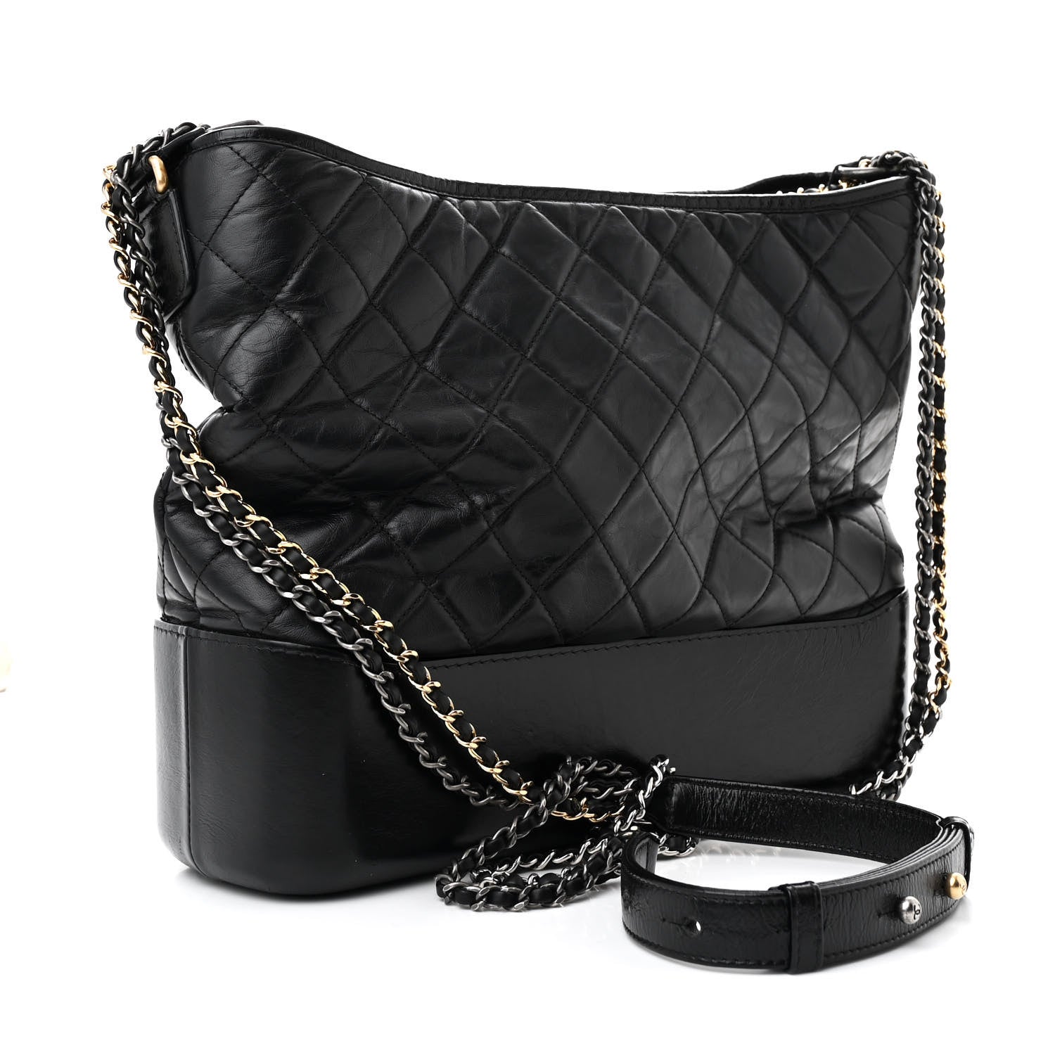 Chanel Aged Calfskin Quilted Large Gabrielle Hobo Black 3 of 10