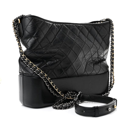 Chanel Aged Calfskin Quilted Large Gabrielle Hobo Black 3 of 10