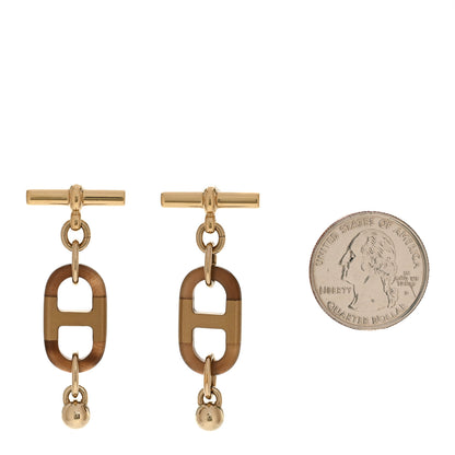 Hermes Lacquered Horn Permabrass Small Sur Mer Drop Earrings Gold Black 2 of 5