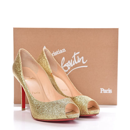 Christian Louboutin Mini Glitter Flo 100 Pumps 37.5 Gold 13 of 13
