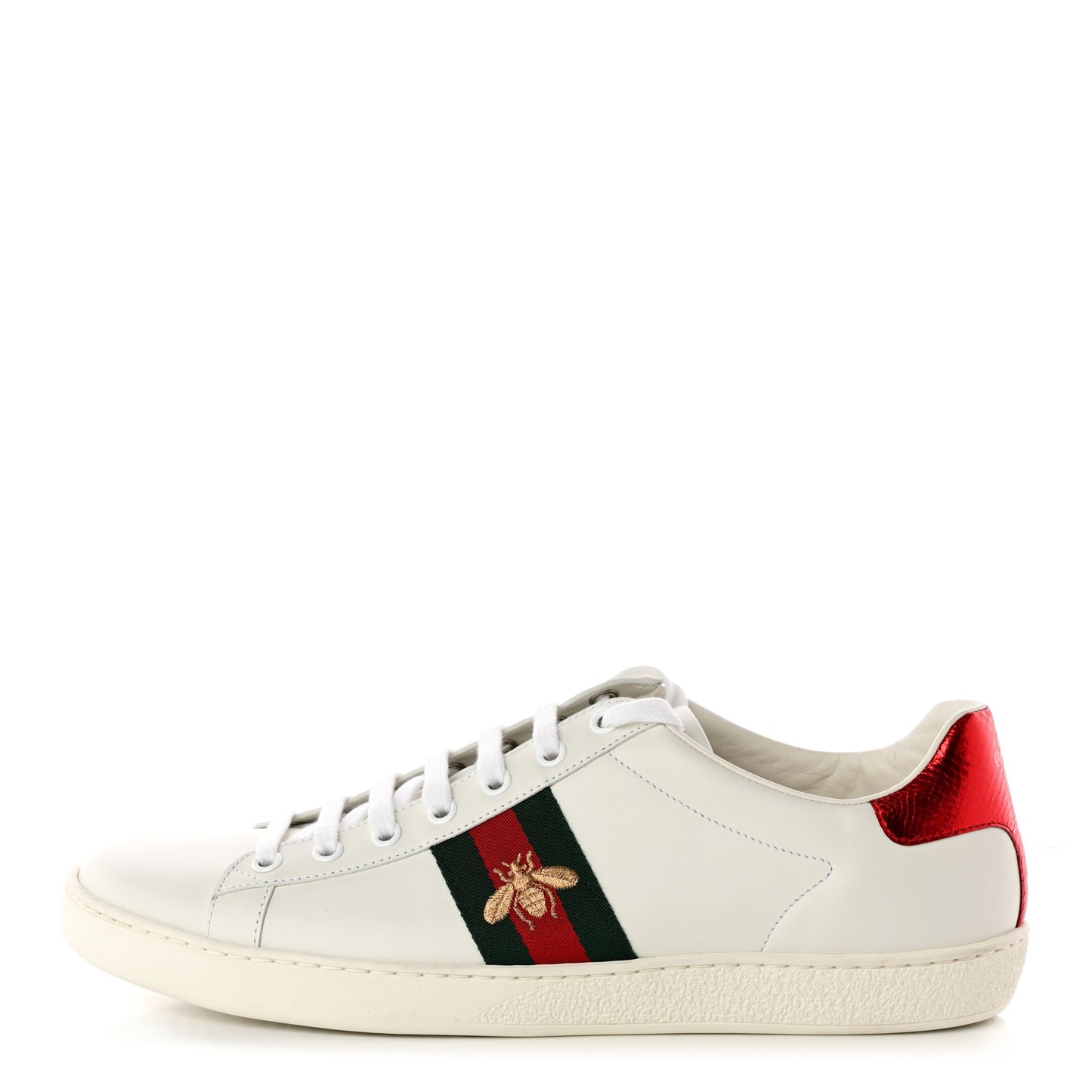Calfskin Ayers Bee Embroidered Womens Ace Sneakers 41.5 White Green