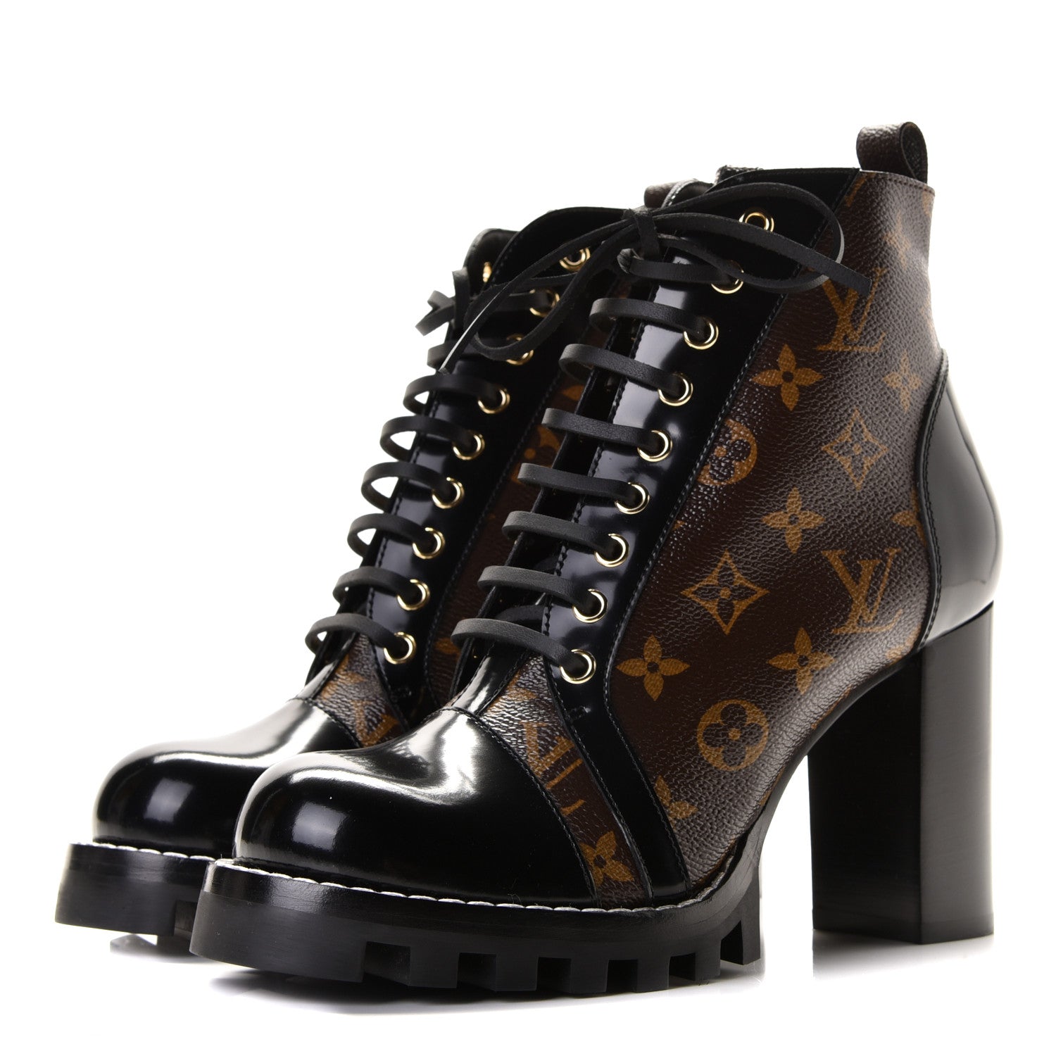Louis Vuitton Patent Calfskin Monogram Star Trail Ankle Boots 40 Black 3 of 8