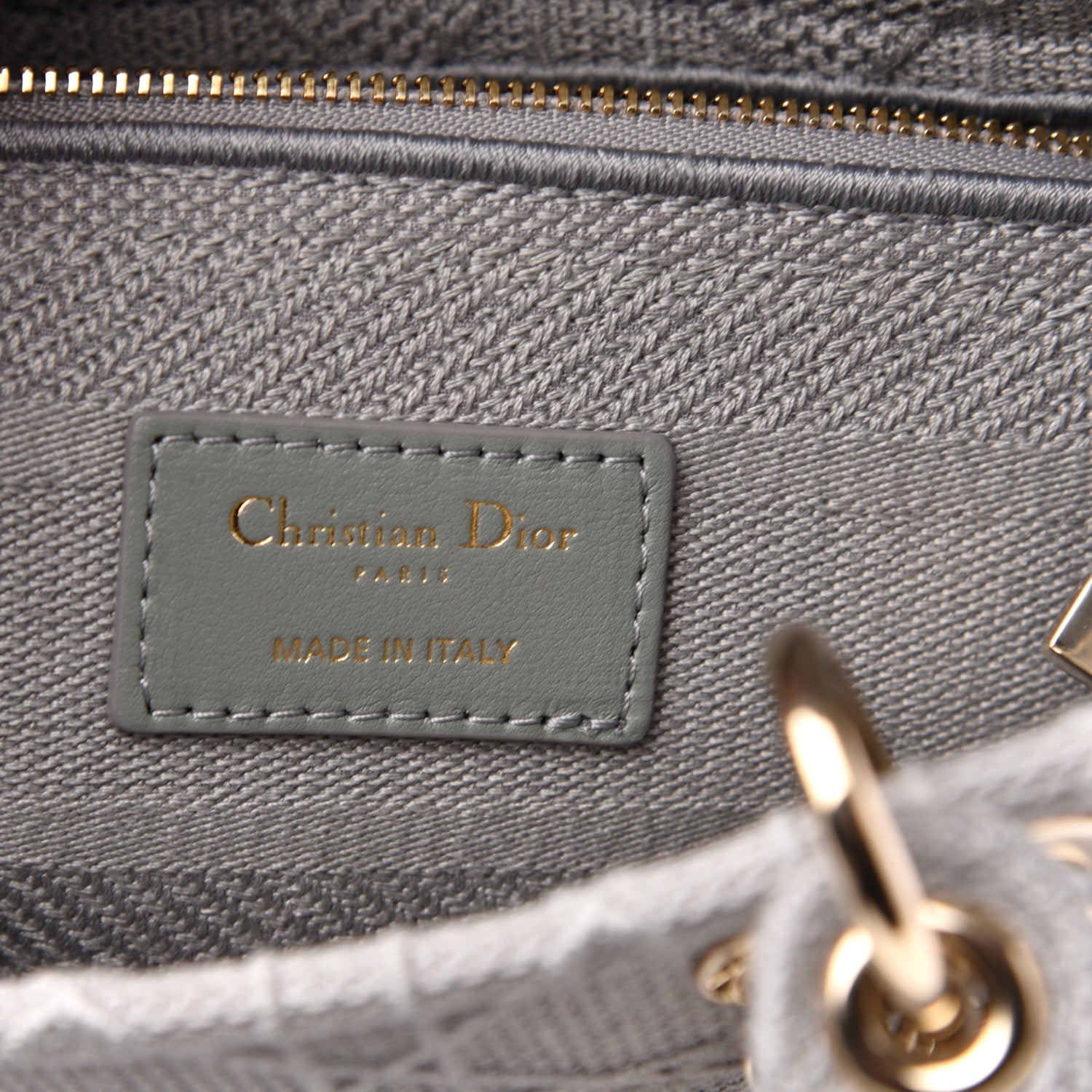 Christian Dior Canvas Embroidered Cannage Medium Lady D-Lite Gray 7 of 11