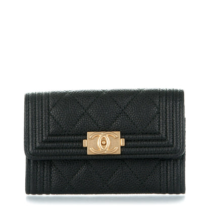 Chanel Caviar Quilted Boy Flap Card Holder Black 1 of 8