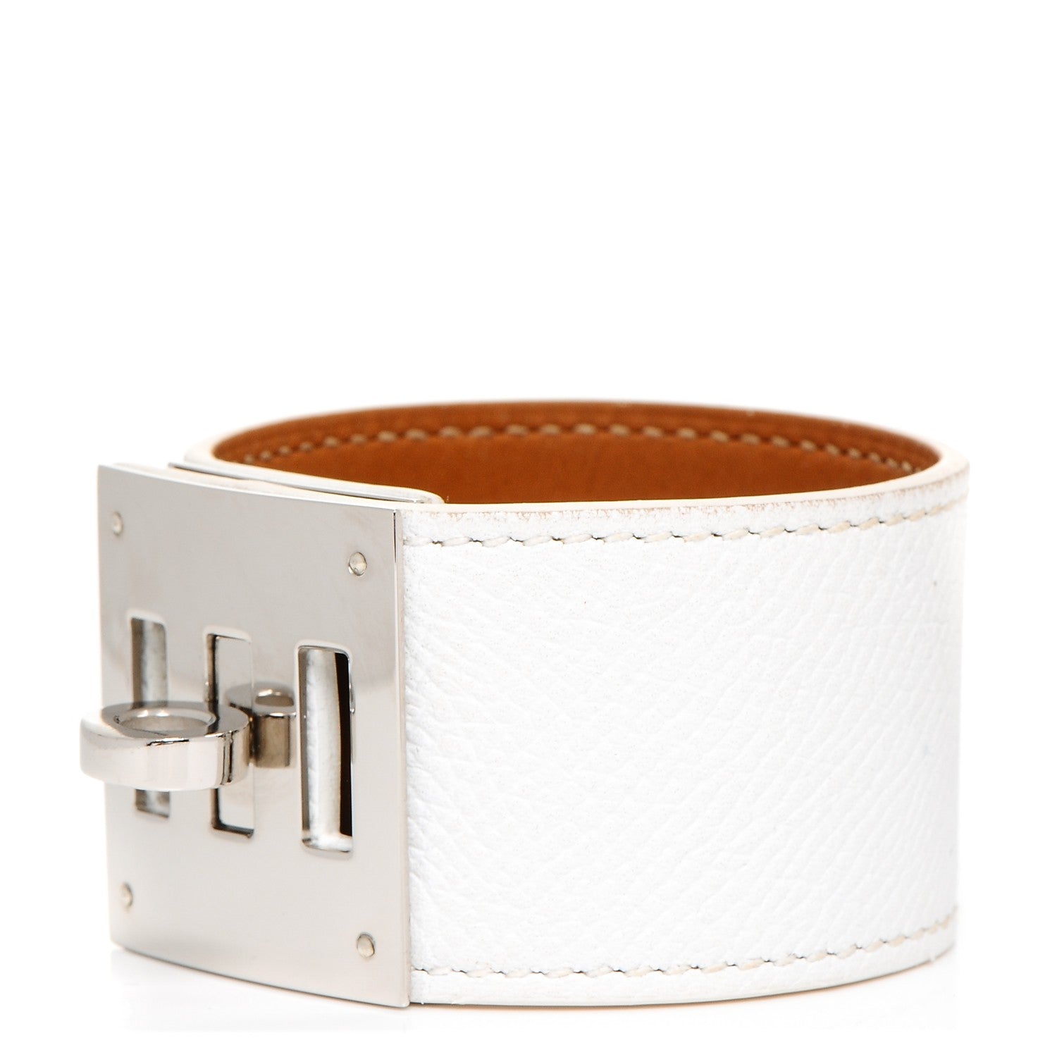 Hermes Epsom Kelly Dog Cuff White 1 of 6
