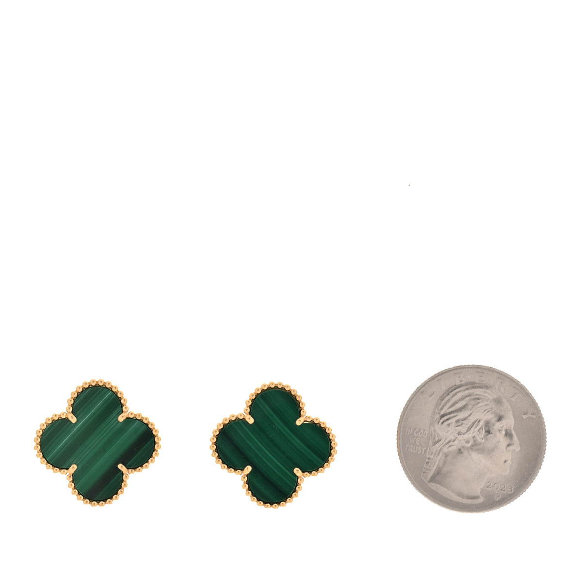 Van Cleef & Arpels 18K Yellow Gold Malachite Magic Alhambra Earrings 2 of 4