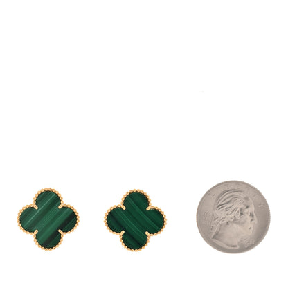 Van Cleef & Arpels 18K Yellow Gold Malachite Magic Alhambra Earrings 2 of 4