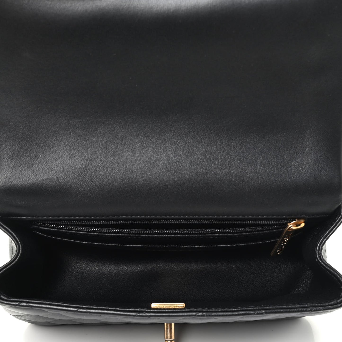 Lambskin Quilted Mini Top Handle Rectangular Flap Black