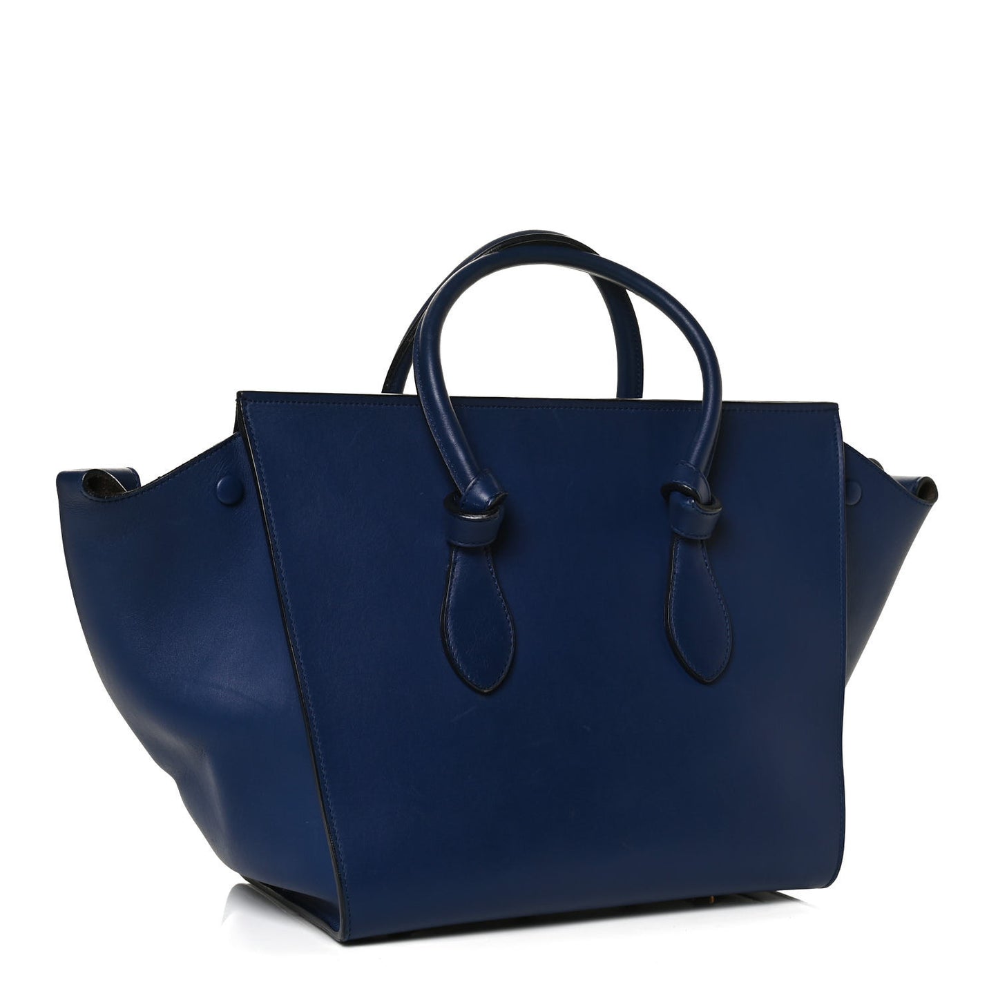Smooth Calfskin Small Tie Knot Tote Dark Indigo