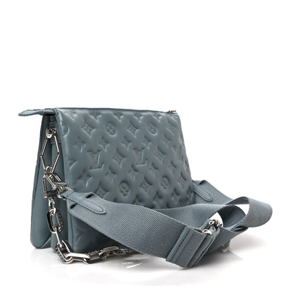 Louis Vuitton Lambskin Embossed Monogram Coussin PM Blue Glacier 3 of 8