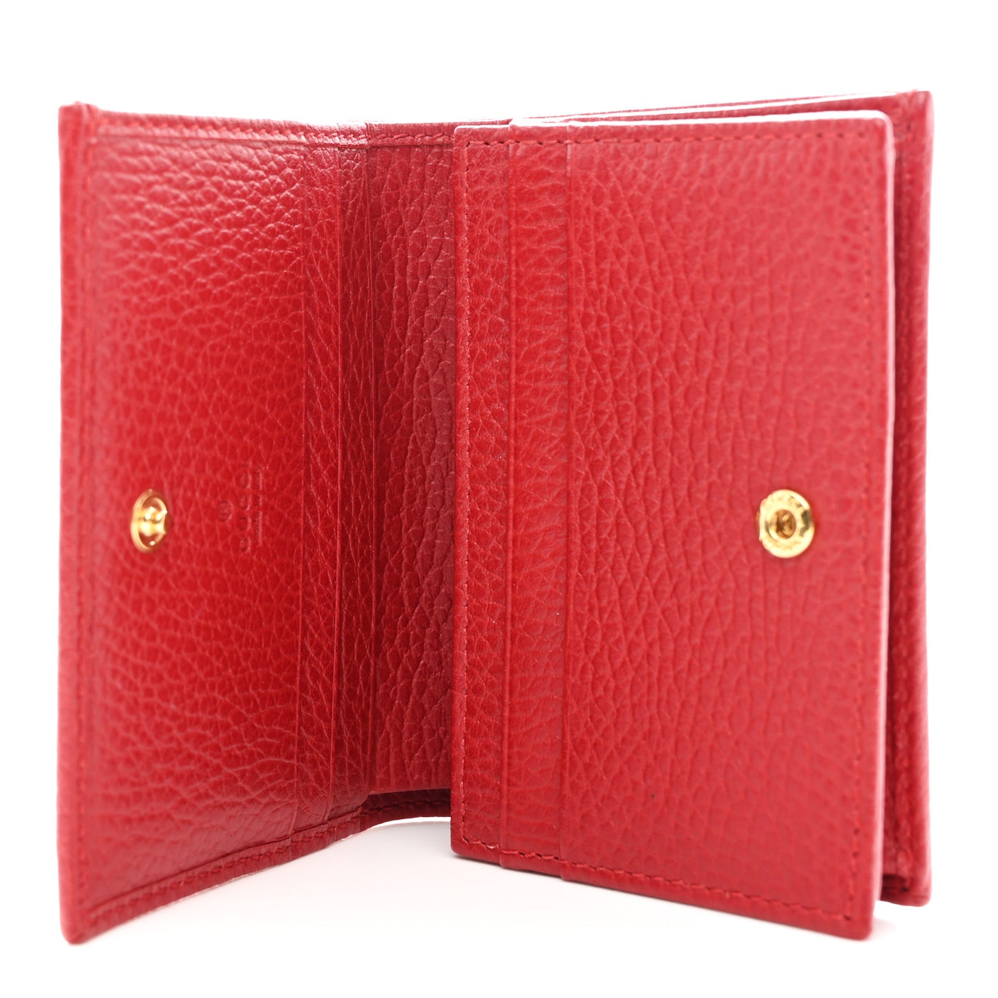 Pebbled Calfskin GG Marmont Card Case Hibiscus Red