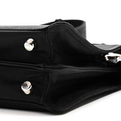 Fendi Nylon Vitello Cover Logo Embossed Mini Peekaboo I SEE U Satchel Black White 9 of 9