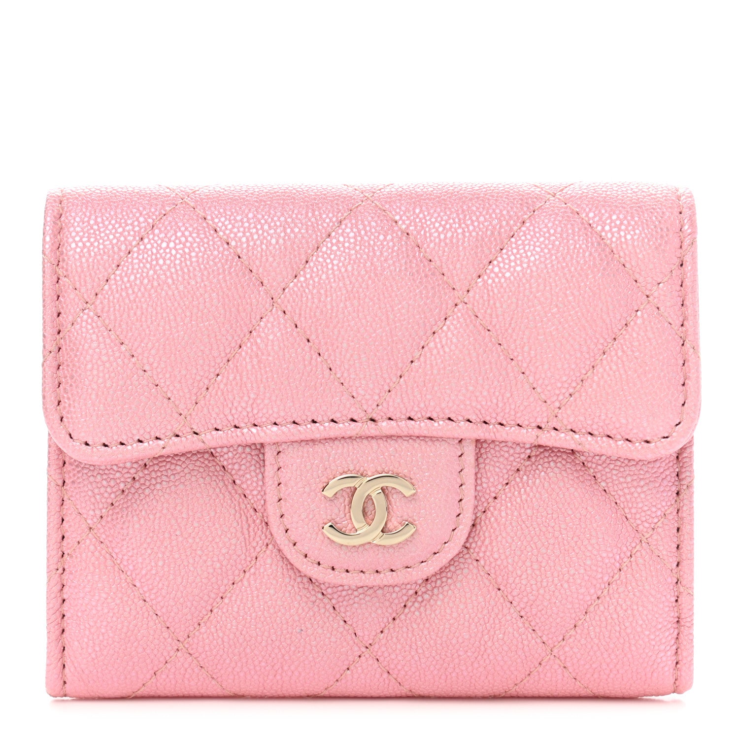 Chanel Iridescent Caviar Quilted Flap Card Holder Wallet Pink 1 of 9