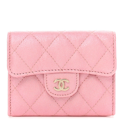 Chanel Iridescent Caviar Quilted Flap Card Holder Wallet Pink 1 of 9