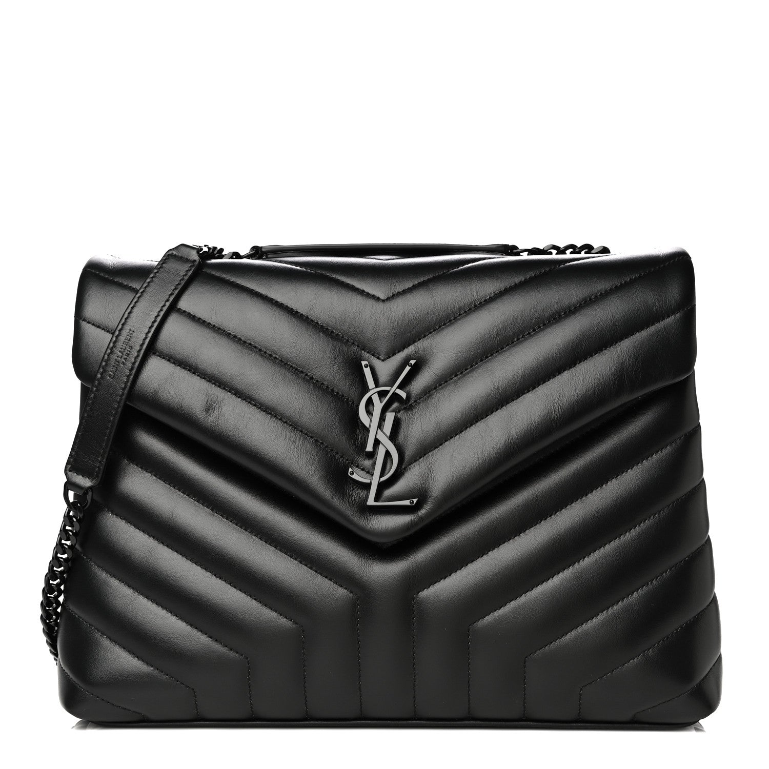 Saint Laurent Calfskin Y Quilted Monogram Medium Loulou Chain Satchel Black 1 of 13