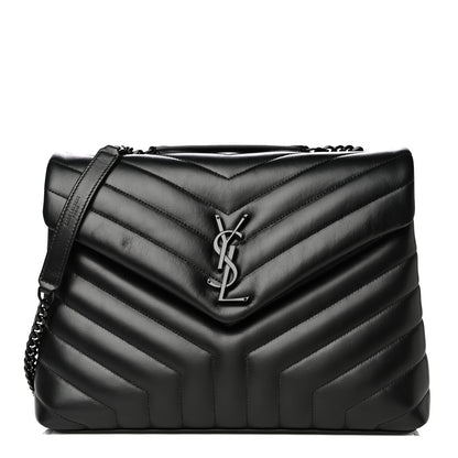 Saint Laurent Calfskin Y Quilted Monogram Medium Loulou Chain Satchel Black 1 of 13