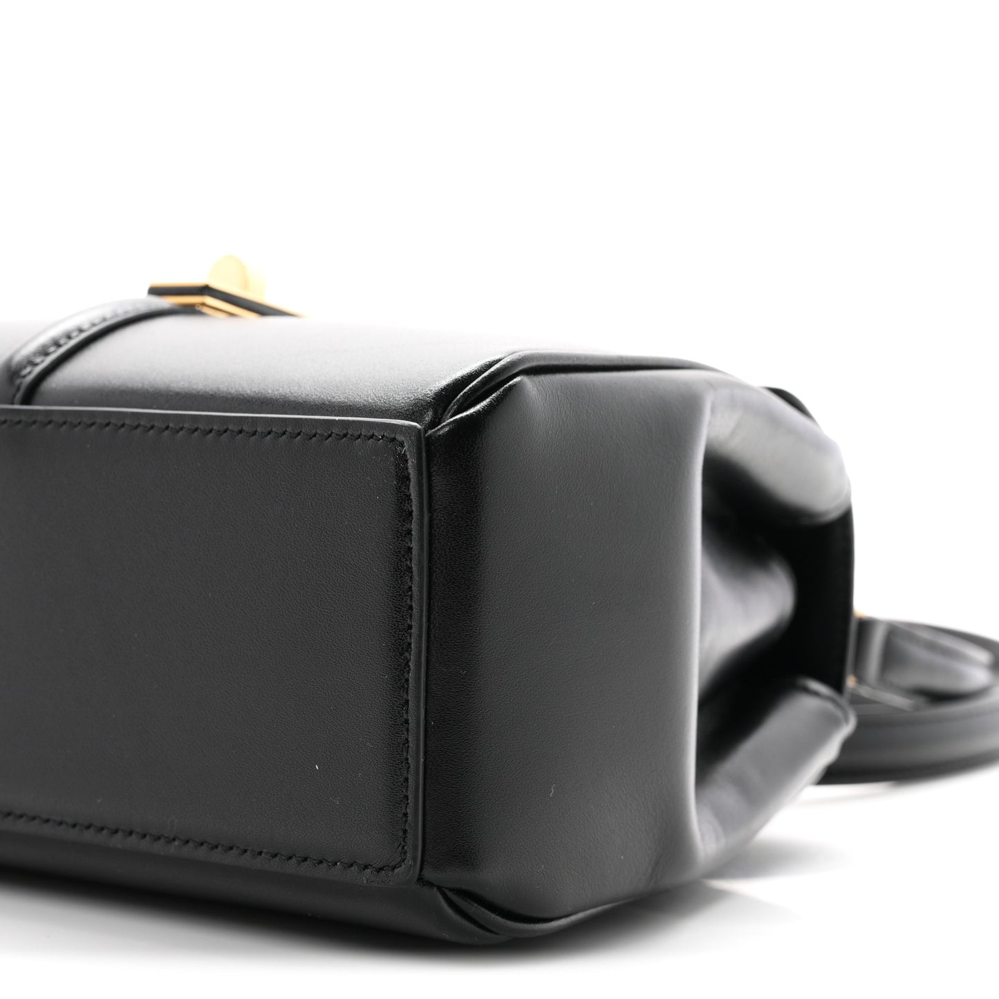 Satinated Calfskin Mini 16 Top Handle Bag Black