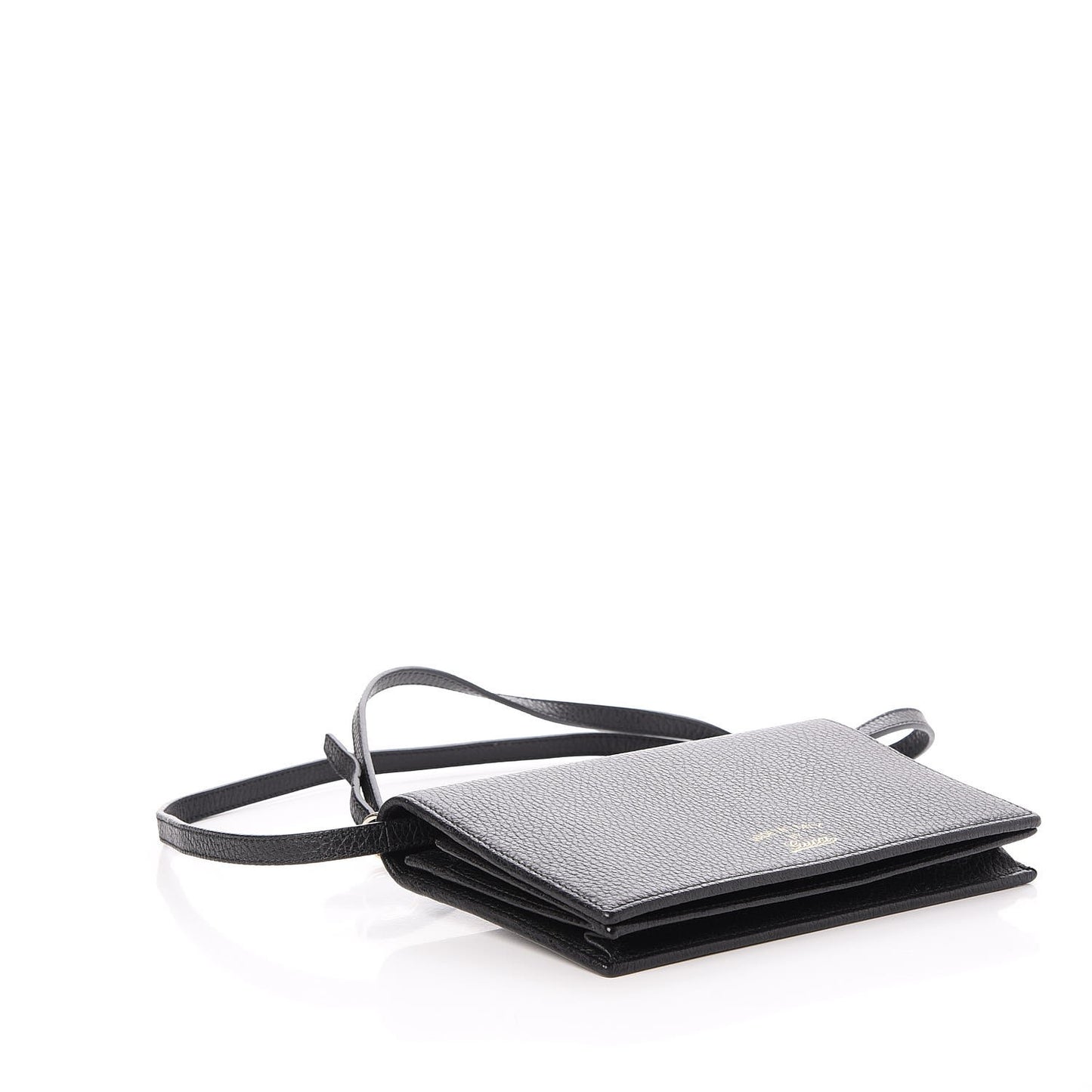 Dollar Calfskin Mini Swing Wallet Bag Black