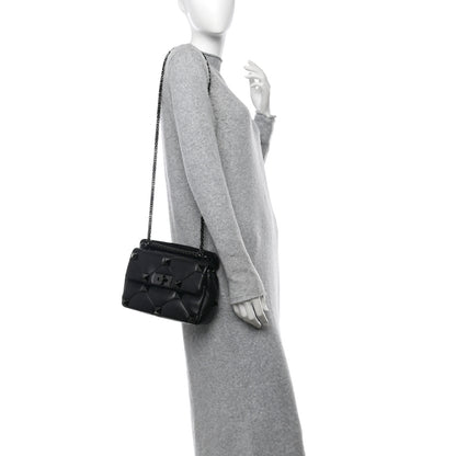 Valentino Garavani Nappa Monochrome Medium Roman Stud Shoulder Bag Black 2 of 9